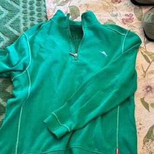 Tommy Bahama Teal Green Quarter-Zip Pullover mens small or women’s Lg